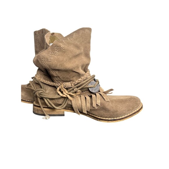Anthropologie Musse Cloud Boots Women's 6 Brown Suede Fringe Boho Western - Picture 8 of 10